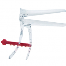 Гинекологическое зеркало (прозрачное), размер S, красный фиксатор ( ООО "Полимерные изделия") - ЗДРАВДЕНТ МАРКЕТ - медицинские расходные материалы